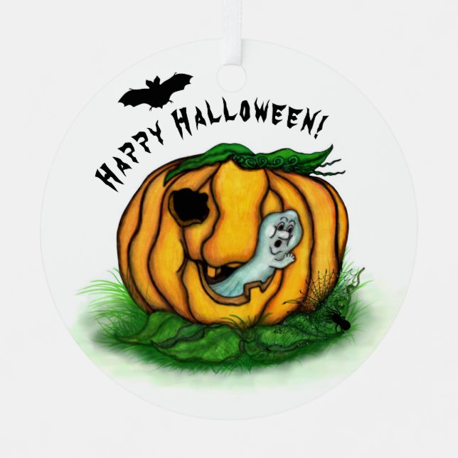 The Ghost of Halloween , Bat , Ghost and Spider Metal Tree Decoration (Front)