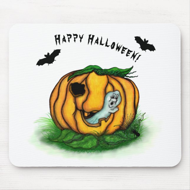 The Ghost of Halloween , Bat , Ghost and Spider Mouse Mat (Front)
