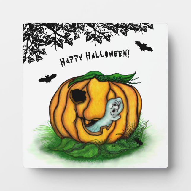 The Ghost of Halloween , Bat , Ghost and Spider Plaque (Front)