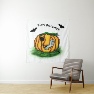 The Ghost of Halloween , Bat , Ghost and Spider Tapestry