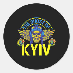 The Ghost Of Kyiv Stand With Ukraine Ace Fighter S Classic Round Sticker