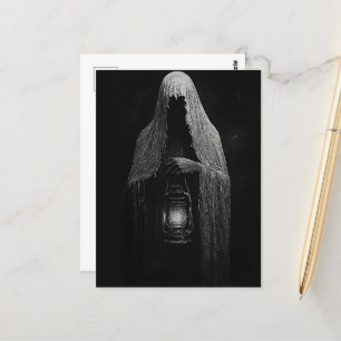 The Ghost With a Lantern Black and White Postcard