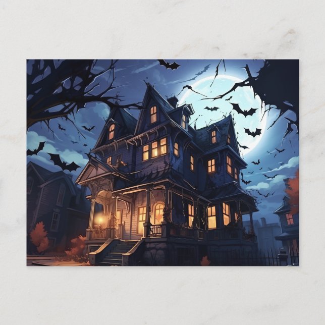 The Ghostly Mansion Mystery Holiday Postcard (Front)