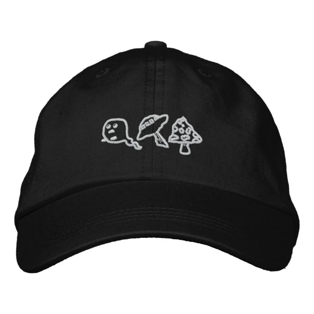 The Ghosts Ufos & Mushrooms hat. Embroidered Hat (Front)