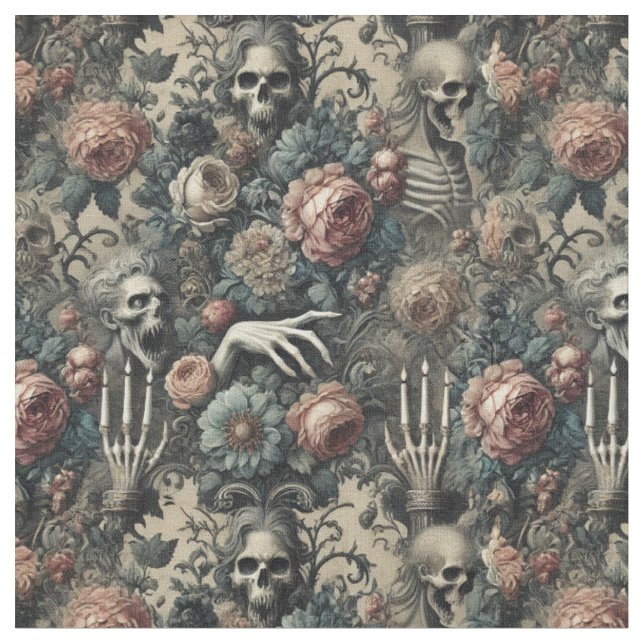 The Ghoul’s Gambit – Gothic Victorian Classic Tile Fabric (Close Up)