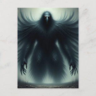 The giant black bird with human arms dark fantasy  postcard