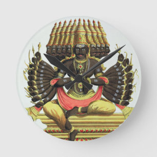 The Giant Ravana (colour litho) Round Clock
