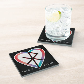 The Gift of Love Bindrune Glass Coaster