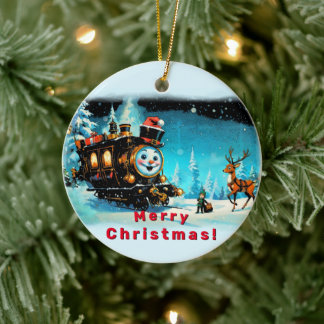 The Gift Train - Christmas Scene Ceramic Tree Decoration
