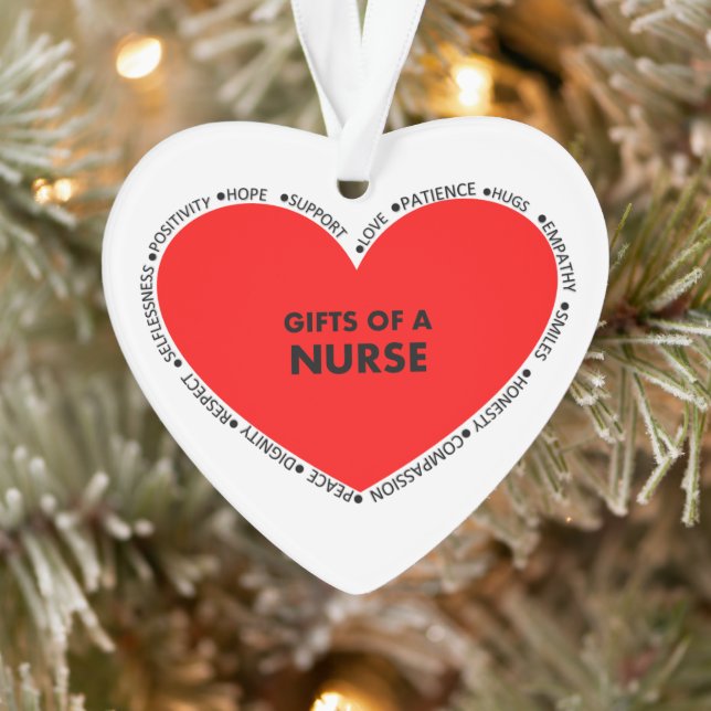 The Gifts of a Nurse Heart Shaped Ornament (Tree)