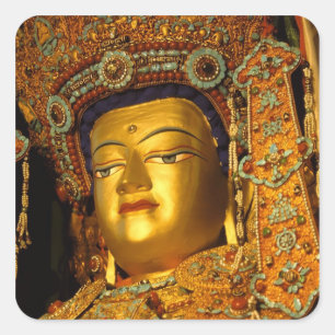 The gilded Jowo Buddha Statue, Jokhang Temple, Square Sticker