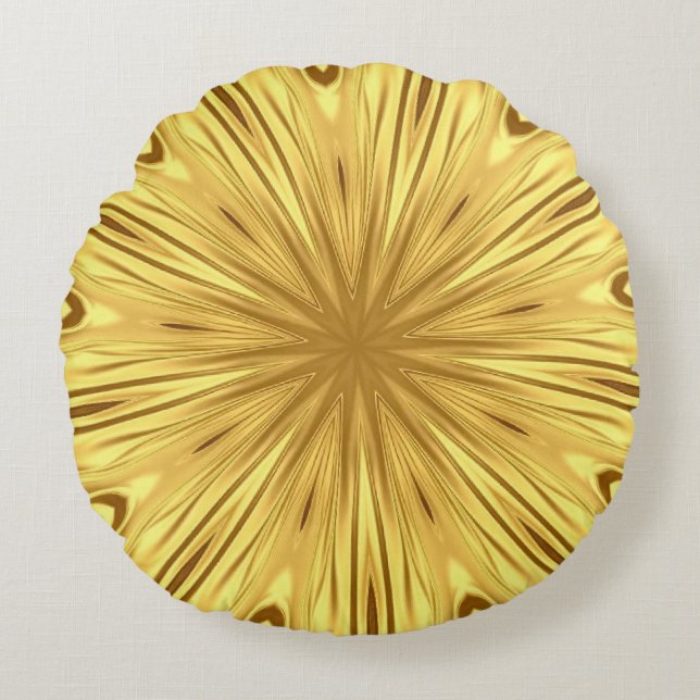 The Gilded Zenith: Molten Gold & Deep Crimson Luxu Round Cushion (Front)