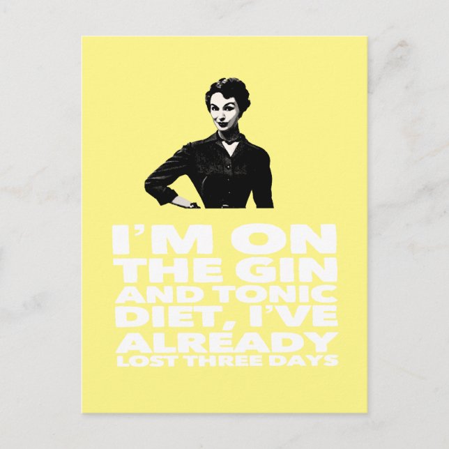 the Gin and Tonic Diet vintage lady Postcard (Front)