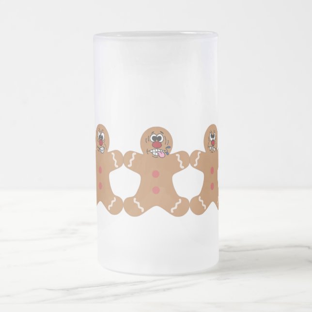 "The Ginger Boys" Gingerbread Man Boy Band Frosted Glass Beer Mug (Center)