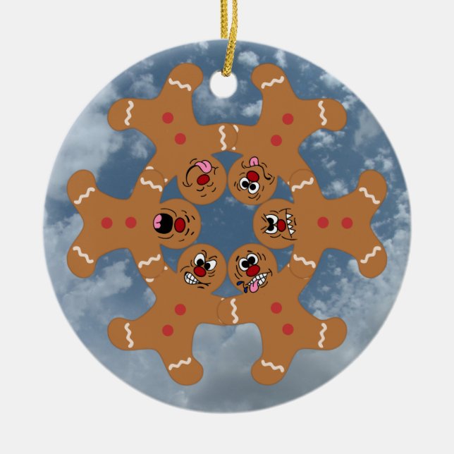 "The Ginger Boys" Gingerbread Skydiving Formation Ceramic Tree Decoration (Front)