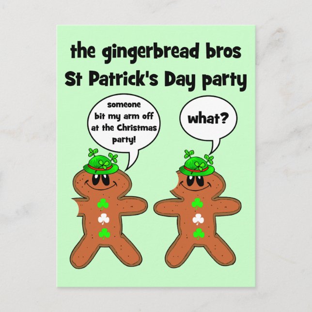the gingerbread bros St Patrick's Day party Postcard (Front)
