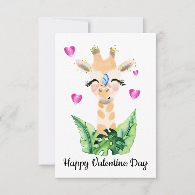 The Giraffe And The Butterfly Valentine Card (Front)