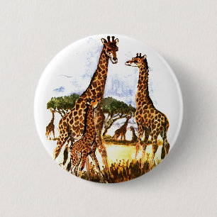 The Giraffe Family - 6 Cm Round Badge
