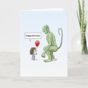 The Girl and Big Green Goblin Card