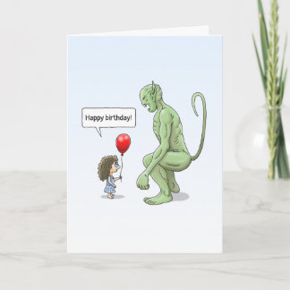 The Girl and Green Troll Card