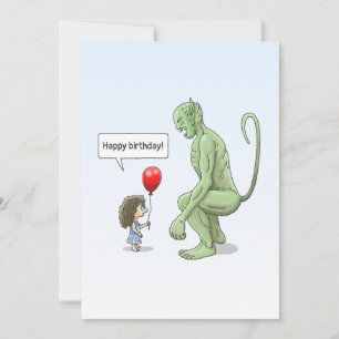 The Girl and Green Troll Card