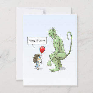 The Girl and The Big Green Goblin Postcard