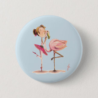 The girl and the Flamingo 6 Cm Round Badge
