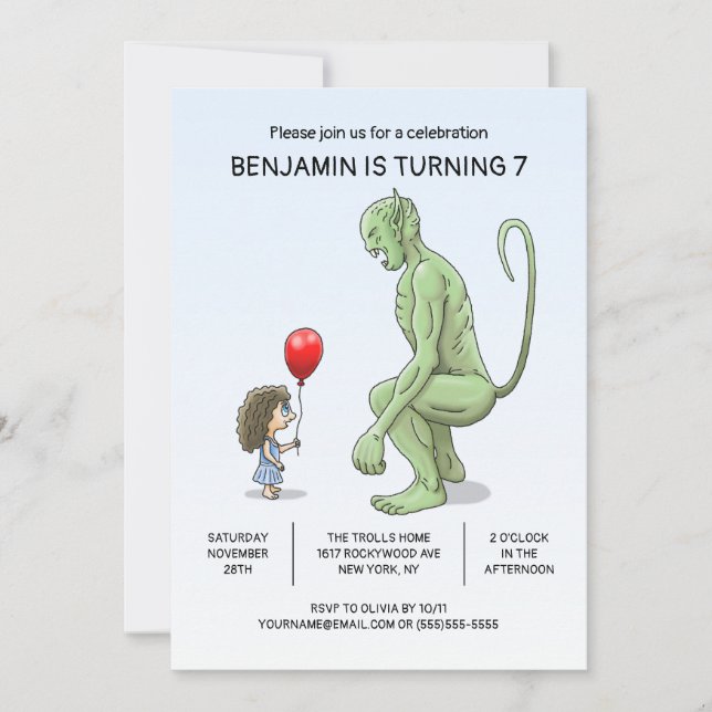 The Girl and the Goblin's Birthday Invitation (Front)