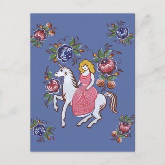 The girl and the unicorn postcard