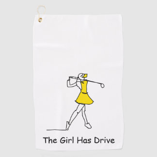 The girl has drive, golf towel