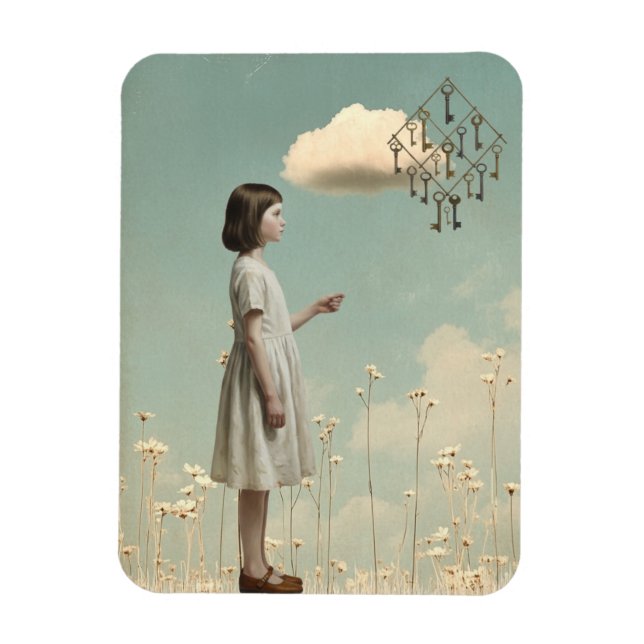 The Girl & Her Key Kite | Surreal Storybook  Magnet (Vertical)