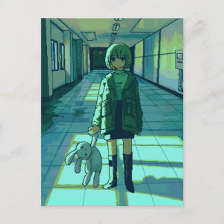 The girl in the aisle. postcard