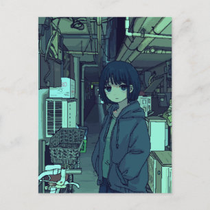 The girl in the alleyway postcard