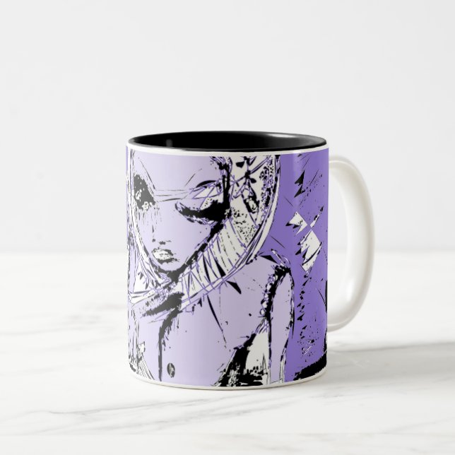 the girl looking  Two-Tone coffee mug (Front Right)