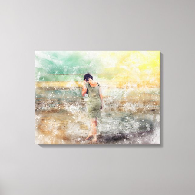 The girl on the beach canvas print (Front)