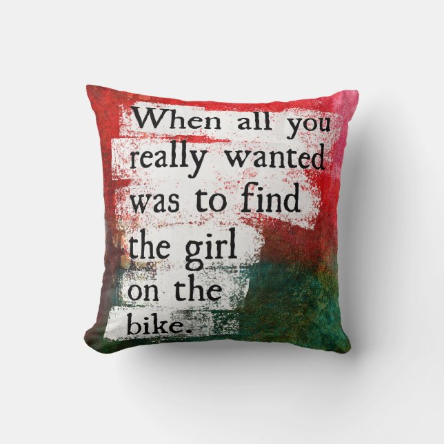 The Girl On The Bike Throw Pillow (Front)
