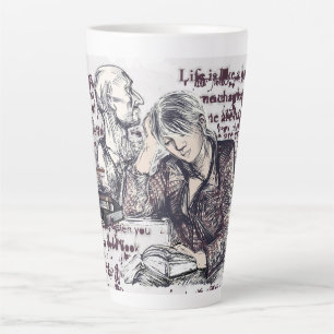 The girl reading a book latte mug