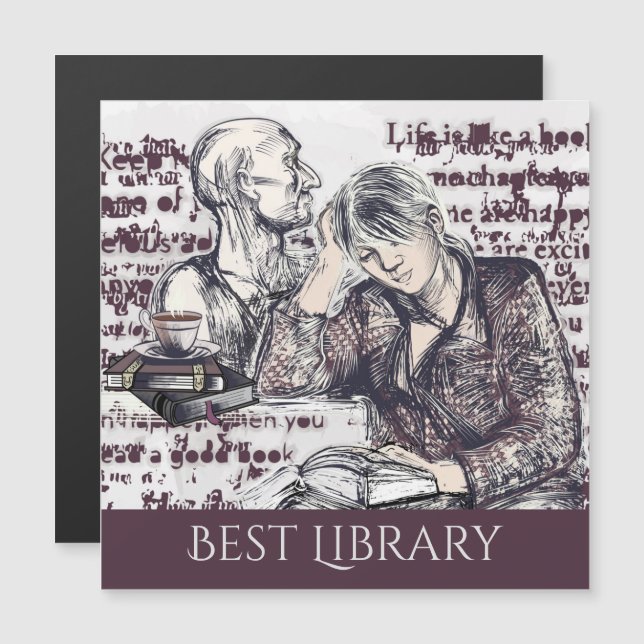 The girl reading a book magnetic invitation (Front/Back)