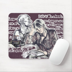 The girl reading a book mouse mat