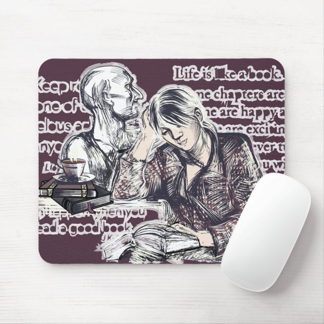 The girl reading a book mouse mat (With Mouse)