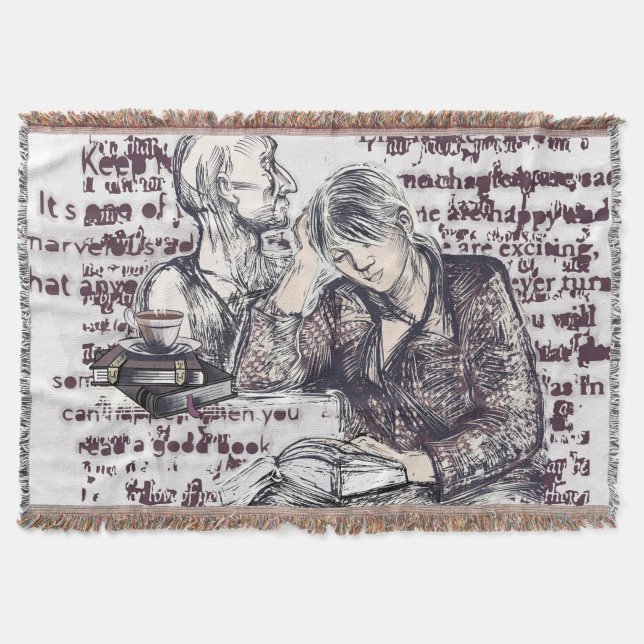 The girl reading a book throw blanket (Front)