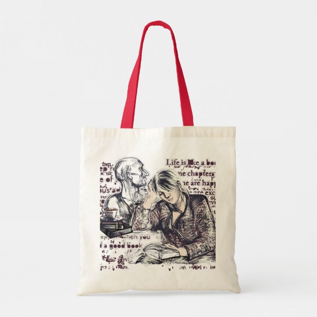 The girl reading a book tote bag (Back)