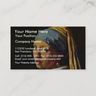 The Girl With A Pearl Earring.,  By Johannes Verme Business Card