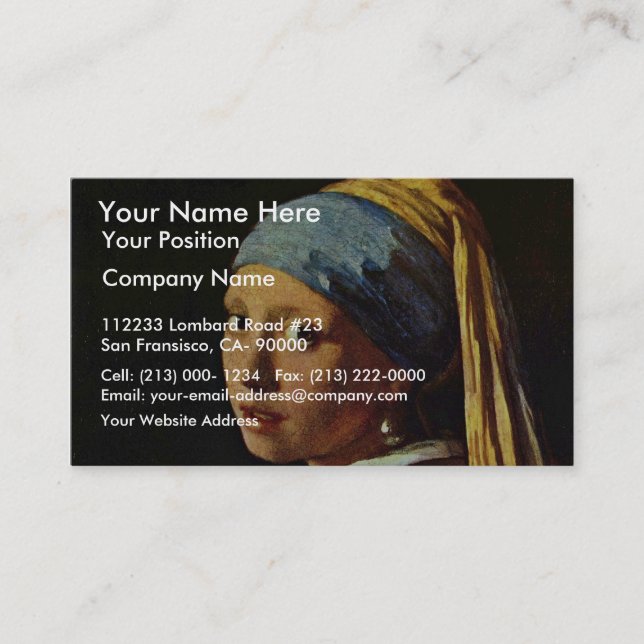 The Girl With A Pearl Earring.,  By Johannes Verme Business Card (Front)