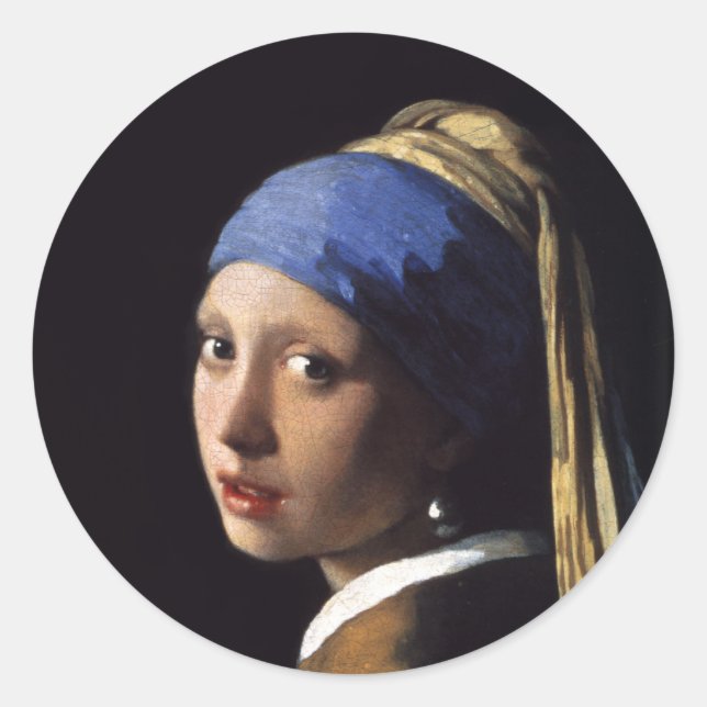 The Girl With A Pearl Earring by Johannes Vermeer Classic Round Sticker (Front)