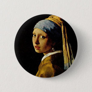 The Girl with a Turban/Girl with the Pearl Earring 6 Cm Round Badge