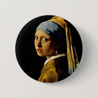 The Girl with a Turban/Girl with the Pearl Earring 6 Cm Round Badge