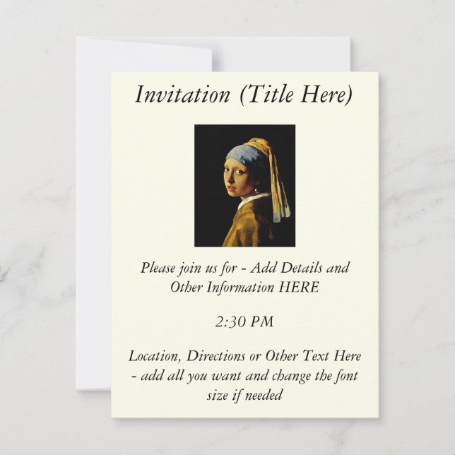 The Girl with a Turban/Girl with the Pearl Earring Invitation (Front)