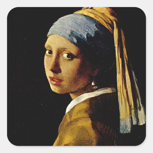 The Girl with a Turban/Girl with the Pearl Earring Square Sticker (Front)