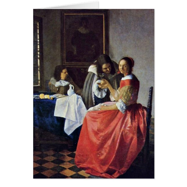 The Girl With A Wineglass. By Johannes Vermeer (Front)